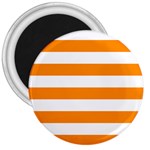 Horizontal Stripes - White and Dark Orange 3  Magnet