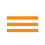 Horizontal Stripes - White and Dark Orange Magnet (Name Card)