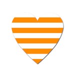 Horizontal Stripes - White and Dark Orange Magnet (Heart)