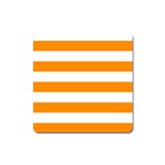 Horizontal Stripes - White and Dark Orange Magnet (Square)