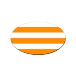Horizontal Stripes - White and Dark Orange Sticker (Oval)