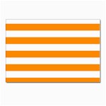 Horizontal Stripes - White and Dark Orange Postcards 5  x 7  (Pkg of 10)