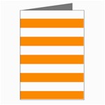 Horizontal Stripes - White and Dark Orange Greeting Card
