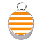 Horizontal Stripes - White and Dark Orange Silver Compass (Mini)