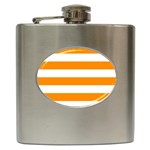 Horizontal Stripes - White and Dark Orange Hip Flask (6 oz)