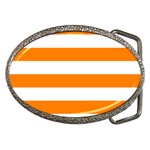 Horizontal Stripes - White and Orange Belt Buckle