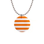 Horizontal Stripes - White and Orange 1  Button Necklace