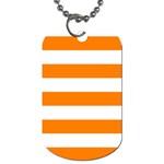 Horizontal Stripes - White and Orange Dog Tag (Two Sides)