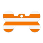 Horizontal Stripes - White and Orange Dog Tag Bone (One Side)