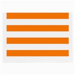 Horizontal Stripes - White and Orange Large Glasses Cloth (2 Sides)
