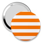 Horizontal Stripes - White and Orange 3  Handbag Mirror