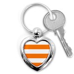 Horizontal Stripes - White and Orange Key Chain (Heart)