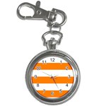 Horizontal Stripes - White and Orange Key Chain Watch