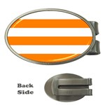 Horizontal Stripes - White and Orange Money Clip (Oval)