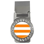 Horizontal Stripes - White and Orange Money Clip (CZ)