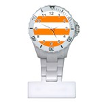 Horizontal Stripes - White and Orange Nurses Watch