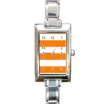 Horizontal Stripes - White and Orange Rectangle Italian Charm Watch