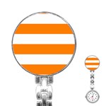 Horizontal Stripes - White and Orange Stainless Steel Nurses Watch