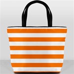 Horizontal Stripes - White and Orange Bucket Bag
