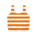 Horizontal Stripes - White and Orange Full Print Recycle Bag (S)