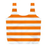 Horizontal Stripes - White and Orange Full Print Recycle Bag (L)
