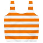 Horizontal Stripes - White and Orange Full Print Recycle Bag (XL)