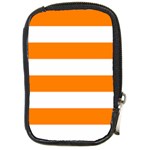 Horizontal Stripes - White and Orange Compact Camera Leather Case