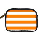 Horizontal Stripes - White and Orange Digital Camera Leather Case