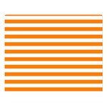 Horizontal Stripes - White and Orange Double Sided Flano Blanket (Large)