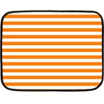 Horizontal Stripes - White and Orange Double Sided Fleece Blanket (Mini)