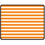 Horizontal Stripes - White and Orange Fleece Blanket (Medium) (One Side)