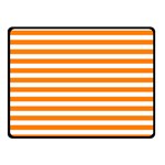 Horizontal Stripes - White and Orange Double Sided Fleece Blanket (Small) (Two Sides)