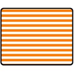 Horizontal Stripes - White and Orange Double Sided Fleece Blanket (Medium) (Two Sides)