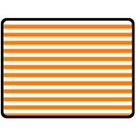 Horizontal Stripes - White and Orange Double Sided Fleece Blanket (Large) (Two Sides)