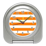 Horizontal Stripes - White and Orange Desk Alarm Clock