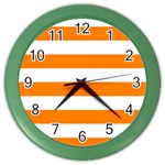 Horizontal Stripes - White and Orange Color Wall Clock