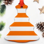 Horizontal Stripes - White and Orange Ornament (Christmas Tree)