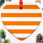 Horizontal Stripes - White and Orange Ornament (Heart)