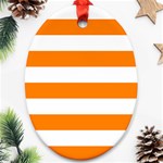 Horizontal Stripes - White and Orange Oval Ornament (Two Sides)