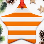 Horizontal Stripes - White and Orange Star Ornament (Two Sides)