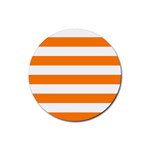 Horizontal Stripes - White and Orange Rubber Round Coaster (4 pack)