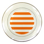 Horizontal Stripes - White and Orange Porcelain Plate