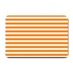 Horizontal Stripes - White and Orange Small Doormat