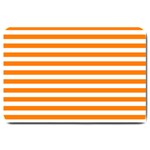 Horizontal Stripes - White and Orange Large Doormat