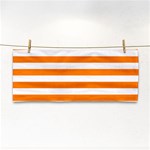 Horizontal Stripes - White and Orange Hand Towel