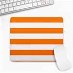 Horizontal Stripes - White and Orange Large Mousepad