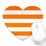 Horizontal Stripes - White and Orange Heart Mousepad