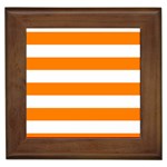 Horizontal Stripes - White and Orange Framed Tile