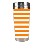 Horizontal Stripes - White and Orange Stainless Steel Travel Tumbler