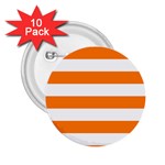 Horizontal Stripes - White and Orange 2.25  Button (10 pack)